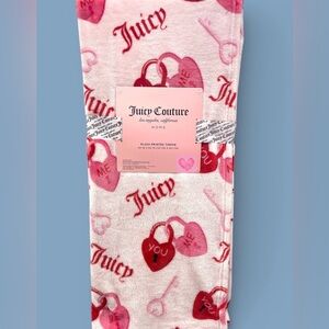 Juicy Couture Plush Throw Pink Red Locks & Keys to Hearts Valentines 50x60 NWT